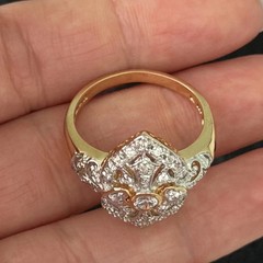 Vintage1890s Victorian Style LabCreated Diamond Circa Engagement 14K GoldFN Ring