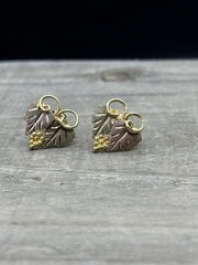 Black Hills 12k Tricolor Gold Grape Leave Earrings