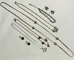 7-Pc Mixed Vintage Butterfly Lot Necklaces Earrings Anklet Butterflies Set