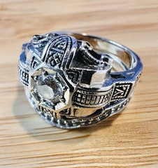 Art Deco 14k White Gold Diamond Wedding Engagement Ring Set Handcrafted Filigree