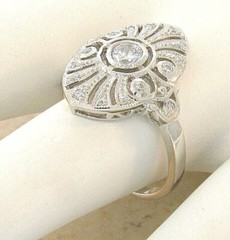 Vintage Art Deco Lab Created Diamond Filigree Engagement 925 Silver Gift Ring
