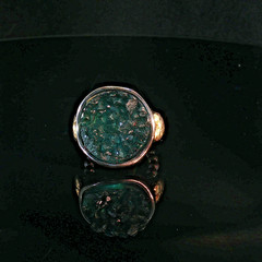 Vintage Green Stone Statement Ring, Raw Crystal Boho Artisan Jewelry, Size 6.75