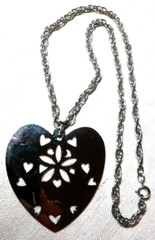 VINTAGE STUNNING SILVER TONE BIG HEART NECKLACE ~ SIGNED: MMA