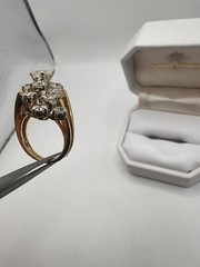 Stunning 1970 Vintage Estate 18k Gold 3.50ct Diamond Cluster Cocktail Ring