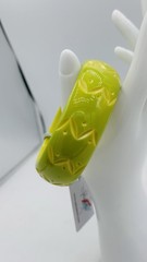 Splendette Wide Lime Green Carved Duchess Bangle Bracelet Fakelite Retro Resin
