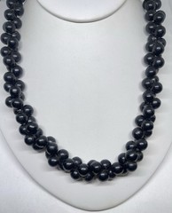 Art Deco Revial Black Beauty Resin Beaded Necklace Twisted Cluster MCM Vintage