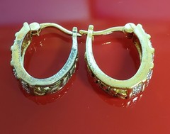 Ross Simons 925 CZ Hoop Earring 0.75in Sterling Silver 4gtw Gold Vermeil Channel