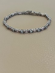 Sterling Silver FAS Tennis Bracelet Pink & White Simulated Gems 7”