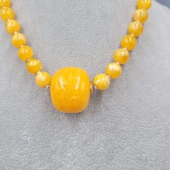 Vintage Yellow Bead Statement Bold Necklace Estate Costume Jewelry 18″ adj