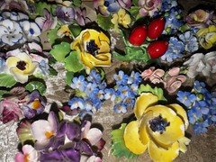 Vtg Jewelry Lot Signed English Fine Bone China Flower Art Brooch Earring Garden
