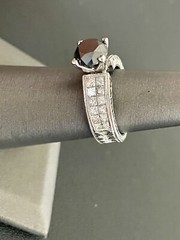 Platinum 1.50ct Black Diamond Solitaire With .75ct Diamond Accents (A3)