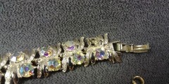 5 Aurora Borealis Rhinestone Art Bracelet Earrings Vintage Jewelry Lot