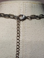Chunky VCLM Signed Necklace Metal & Glass Beads Zebra Inspired Center 14-17″