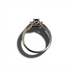 0.52ct. Blue Sapphire & 0.13cttw. White Diamond Ring in 14k White Gold 7US 2.46g