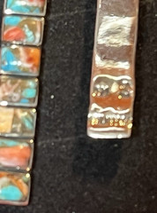 Vintage Sterling Silver Multicolor Drop Earrings 8 Rectanges &1 Rombus Shape 2″L