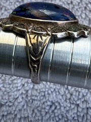 Vintage Uncas Designer Sterling Silver Opal Marcasite Art Deco Cocktail Ring5.25
