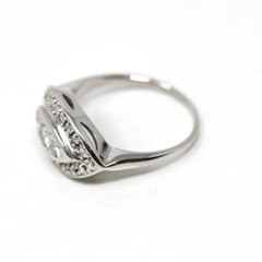 Vintage Ring With 0.56 Ct Round Cut Moissanite Engagement Cluster Princess Ring
