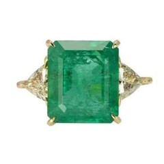 Art Deco Antique 5.50 Ct Green Lab Grown Emerald Vintage Ring 14K Yellow Gold FN