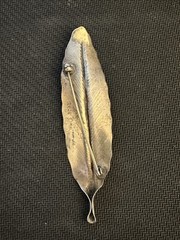 Vtg Stuart Nye Sterling Silver 925 Single Feather Brooch, 3.5in