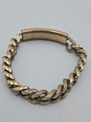 Vintage Speidel USA Gold Tone Curb Chain ID Bracelet Fold Over Clasp