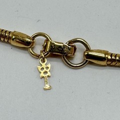 Vintage Signed Crown Trifari Asian Inspired Pendant Necklace Gold Tone Chain