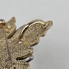 Vintage Silver Tone Gold Tone Rhinestones Classic Maple Leaf Brooch Pin