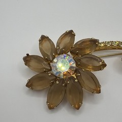 Juliana DeLizza Elster Topaz Rhinestone Flower Brooch