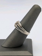 PGDA Vintage Sterling Silver Diamond Quadruple Split Band Cocktail 925 Ring Sz 7