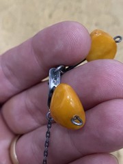 Vintage 875 Silver Soviet Amber Bead Modernist Abstract Necklace Art Nouveau 18”