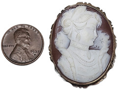 Estate 14K Yellow Gold Marie De Medici Cameo Pin / Pendant Free USA Shipping