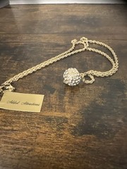 Vintage Added Attractions Gold Tone Pave Rhinestone Ball Slide Pendant Necklace