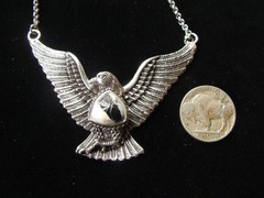 Vintage Sterling Silver Eagle Pendant & Chain Necklace Adjustable 18-21 in long