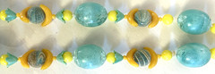Vntg Fun Tutti Fruitti Plastic & Lucite Beaded Necklace Turquoise & Yellow 20″