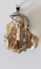 Vintage Abstract From Pendant Made Of Mother Of Pearl In Silver Tone Frame