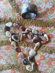 Vintage Dinosaur Designs Pebble Resin Necklace & Cuff ! Stamped