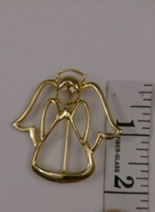 **STUNNING!!**AAI Brand Signed Gold Toned Angel Pin Brooch Rhinestone Eyes 2″