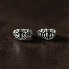 Vintage Sterling Silver Brutalist Fang Stud Earrings 17.7mm 7.1g