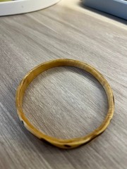 Vintage Tortoiseshell Bangle Bracelet Brown Cream Acrylic Resin Jewelry