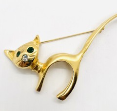 Huge ULTRA CRAFT 6 inch Modernist Cat Brooch Rhinestones Signed Vintage Jewelry