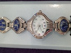 Vintage Avon Blue Gemstone Swivel Watch Bracelet Silver Tone