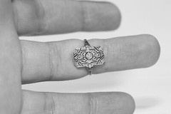 1/4Ctw White Round Cut Antique Retro Style Engagement Weding Ring In 925 Silver