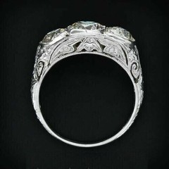 3.56Ct Art Deco Style Lab Created Diamond Engagement 14K White Gold Finish Ring