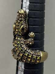 Vintage Alligator Crocodile Adjustable Ring Multi Colored Rhinestones