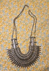 Vintage Bronze Tone Metal Old Nepal Tribal Kantshri Tharu Inspired Bib Necklace