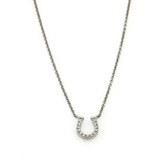 Tiffany & Co. Horseshoe Diamond 18k White Gold Pendant Necklace 16″