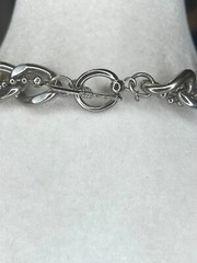 Heavy Silver Chain Linked Choker Necklace With Small Beaded Strand Intertwined