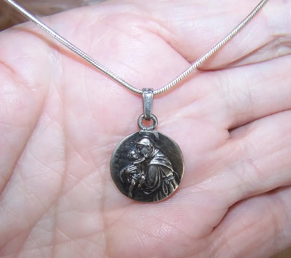 RELIGIOUS Mexican 985 Silver Medal Pendant or Charm – Saint Anthony of Padua