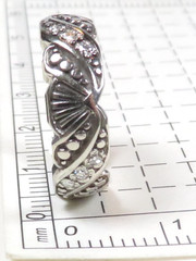 Antique Art Deco Diamond Wedding Eternity Band 14KW Ring Size 4 UK-H 5.24MM Wide