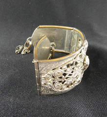 Vintage Silver Plate Filigree Hinged Bangle Bracelet 1930’s Anna Donnally