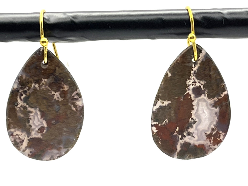 Wonderful Jasper/Agate Gold French Wire Earrings lightweight!